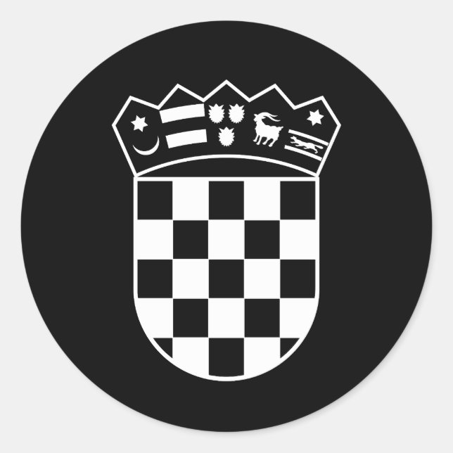 Pegatina Redonda Croatia coat of arms, simple, checkerboard (Anverso)