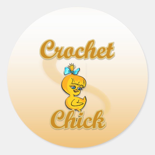 Pegatina Redonda Crochet Chick (Anverso)