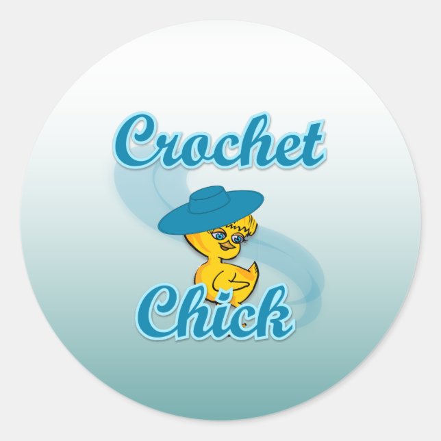 Pegatina Redonda Crochet Chick #3a (Anverso)