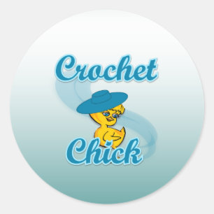Pegatina Redonda Crochet Chick #3a
