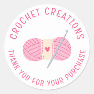 Pegatina Redonda Crochet Crocheting Gracias Personalizado Pequeña E