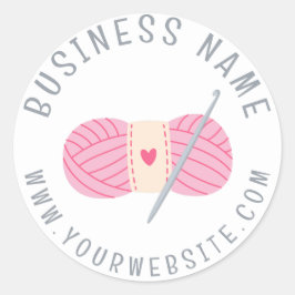 Pegatina Redonda Crochet Crocheting Sitio web Personalizado Nombre