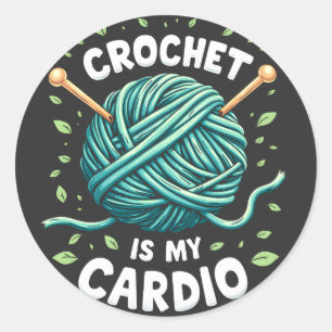 Pegatina Redonda Crochet es mi cardio Hilo de coser Fitness