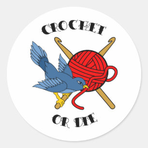 Pegatina Redonda Crochet o muera tatuaje