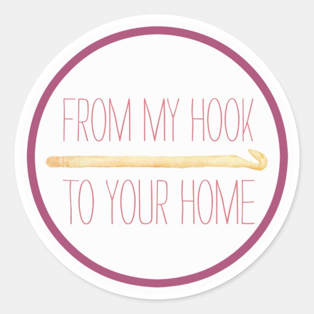 Pegatina Redonda Crochet Purple Handmade (Anverso)