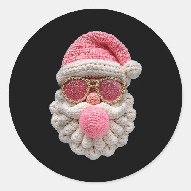 Pegatina Redonda Crochet Santa Blowing Bubble Gum Christmas Girly K (Anverso)