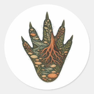Pegatina Redonda Crocodile Botanical Footprint Nature Sticker