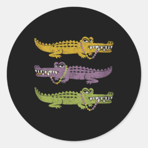 Pegatina Redonda Crocodiles Mardi Gras Louisiana Hombres Mujeres