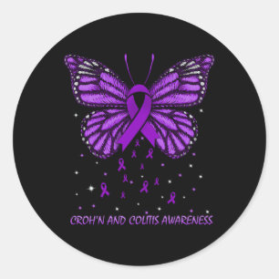 Pegatina Redonda Croh'N Y Colitis Awareness Butfly