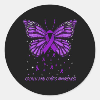 Pegatina Redonda Croh'N Y Colitis Awareness Butfly