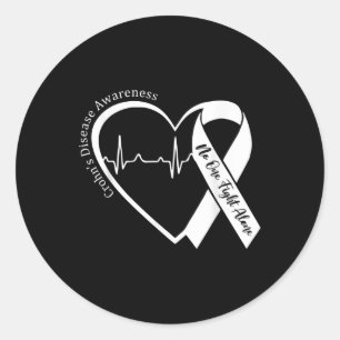 Pegatina Redonda Crohns Disease Heart Support Purple Ribbon Crohns
