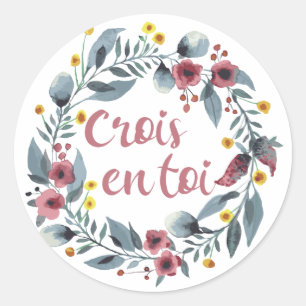 Pegatina Redonda Crois En Toi - Francais - Franceses
