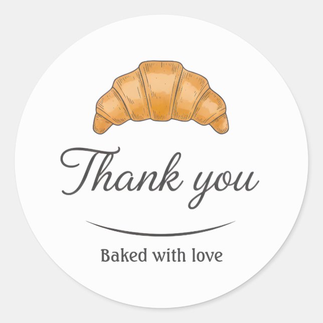 Pegatina Redonda Croissant Cream Baking Thank You Sticker (Anverso)