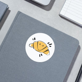 Pegatina Redonda Croissant Ink Sketch