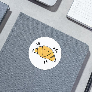 Pegatina Redonda Croissant Ink Sketch