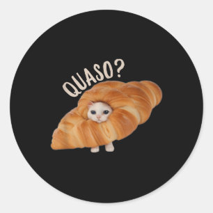 Pegatina Redonda Croissant Quasocat Meme Para Mujeres Croissage Vin