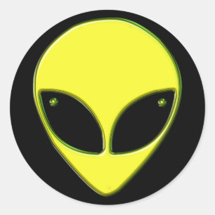 PEGATINA REDONDA CROMA VERDE ALIEN HEAD