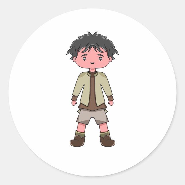 Pegatina Redonda cromos de personajes de dibujos animados (Anverso)