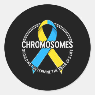 Pegatina Redonda Cromosomas Cita Disminución Cinta de Concienciació
