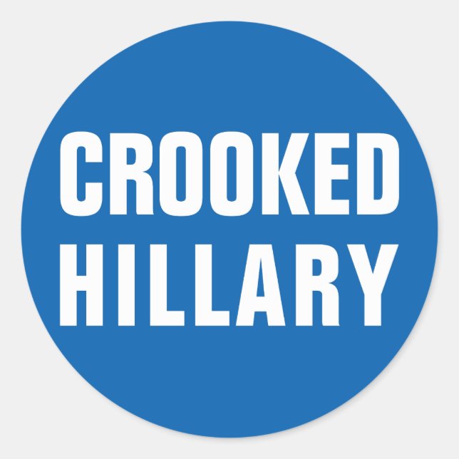 Pegatina Redonda Crooked Hillary Clinton (Anverso)