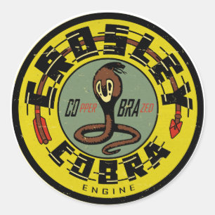 Pegatina Redonda Crosley Cobra Engine repro del signo vintage con p