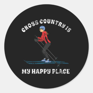 Pegatina Redonda Cross Country Es Mi Feliz Lugar Para Los Amantes D