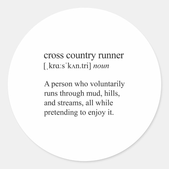 Pegatina Redonda Cross Country Runner Definition, Xc Running  (Anverso)