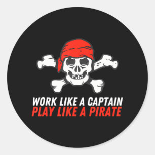 Pegatina Redonda Crossbone Buccaneer Trabaja Como Un Juego De Capit