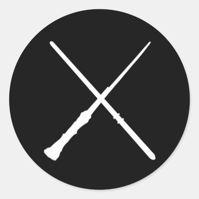 Pegatina Redonda Crossed Wands (Anverso)