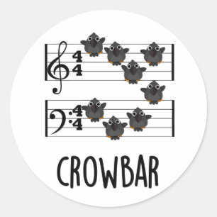Pegatina Redonda Crow Bar Funny Music Bird Pun