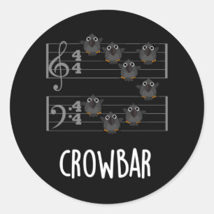 Pegatina Redonda Crow Bar Funny Music Bird Pun Dark BG