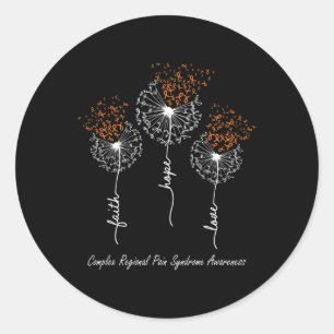Pegatina Redonda CRPS Conciencia Fe Esperanza Amor Dandelion