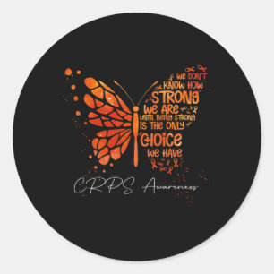 Pegatina Redonda CRPS Naranja de mariposa Ribbon CRPS Conciencia