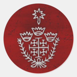 Pegatina Redonda Cruce de Deus Vult, luchador templario de Jerusalé