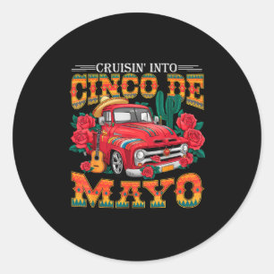 Pegatina Redonda Crucero Cinco De Mayo México Fiesta Mexicana Cinco