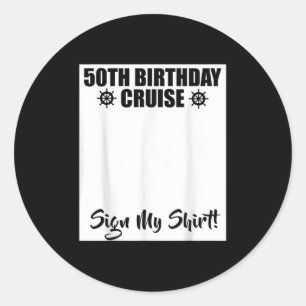 Pegatina Redonda Crucero Cumpleaños 50 2025 Firma Mi Camiseta Combi