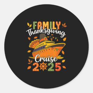 Pegatina Redonda Crucero de Acción de Gracias 2025 Crucero Familia