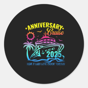 Pegatina Redonda Crucero de aniversario 2025 Creando recuerdos junt