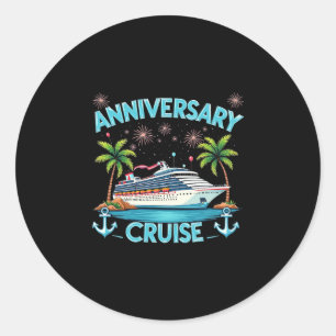 Pegatina Redonda Crucero de aniversario 2025 Parejas a juego celebr