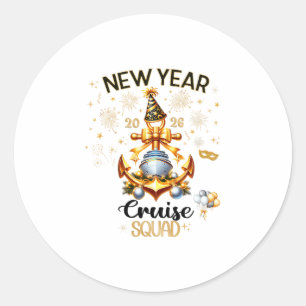 Pegatina Redonda Crucero de Año Nuevo 2026 en Yate Fiesta Nye Combi