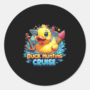 Pegatina Redonda Crucero de caza de patos Hunter Rubber Duckie Vera