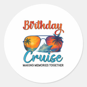 Pegatina Redonda Crucero de Cumpleaños 2025 Crucero de Cumpleaños F