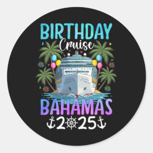 Pegatina Redonda Crucero de Cumpleaños por las Bahamas 2025
