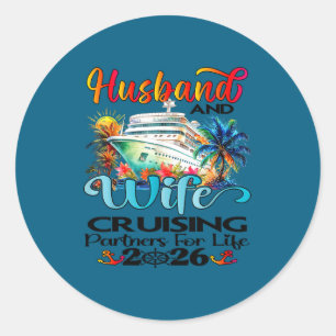 Pegatina Redonda Crucero de Esposo Esposa 2026 Vacaciones