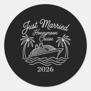 Pegatina Redonda Crucero de luna de miel 2026 para recién casados