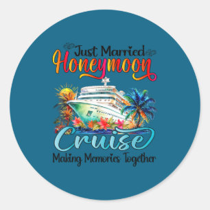 Pegatina Redonda Crucero de luna de miel 2026 Recién casados