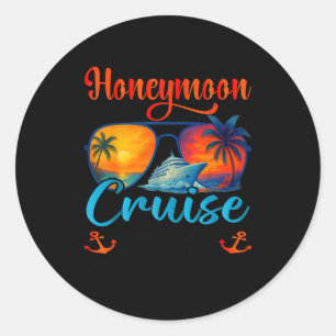 Pegatina Redonda Crucero de luna de miel 2026 Recién casados