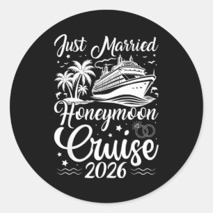 Pegatina Redonda Crucero de luna de miel parejas casadas