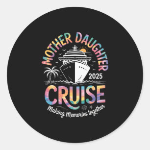 Pegatina Redonda Crucero de madre e hija vacaciones 2025 recuerdos
