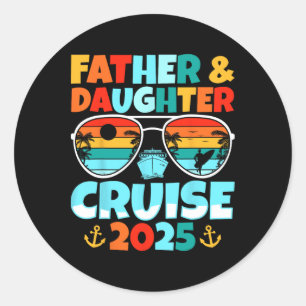 Pegatina Redonda Crucero de padre e hija 2025 Día del Padre Retro